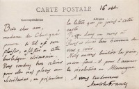 Saint-Cyr-sur-Loire - La Béchellerie - Anatole France, carte photo écrite de sa main. verso
