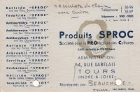 Saint-Cyr-sur-Loire - Usine de Portillon - Produits SPROC - Carte de représentant.