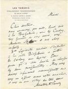 ANATOLE FRANCE - Courrier écrit de sa main adressé à son médecin Alfred MIGNON à St-Cyr-sur-Loire, le 14 janvier 1920.